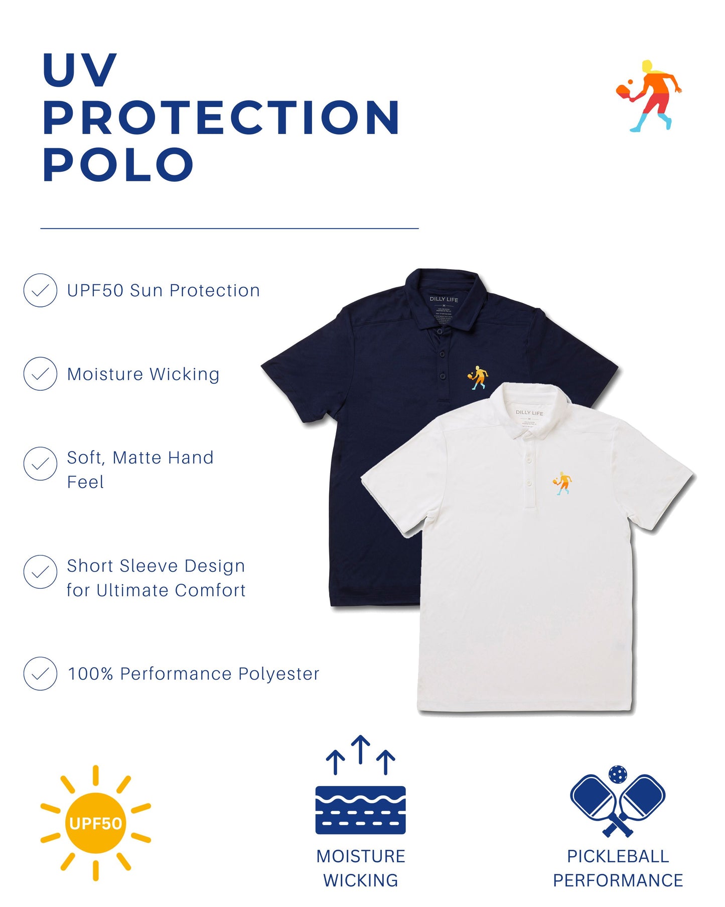 UV Protection Moisture Wicking Polo